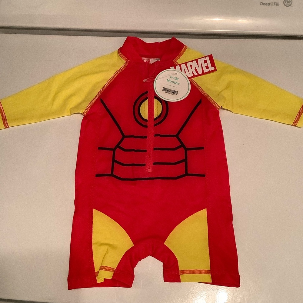 Marvel Red and Yellow Iron Man Infant Swim Rashguard
